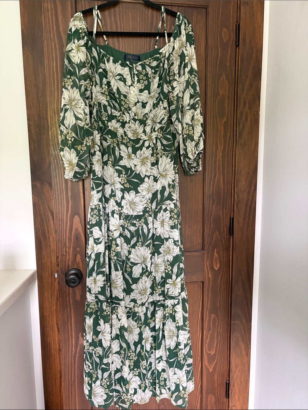 RACHEL Rachel Roy Green and White Floral Maxi Dress